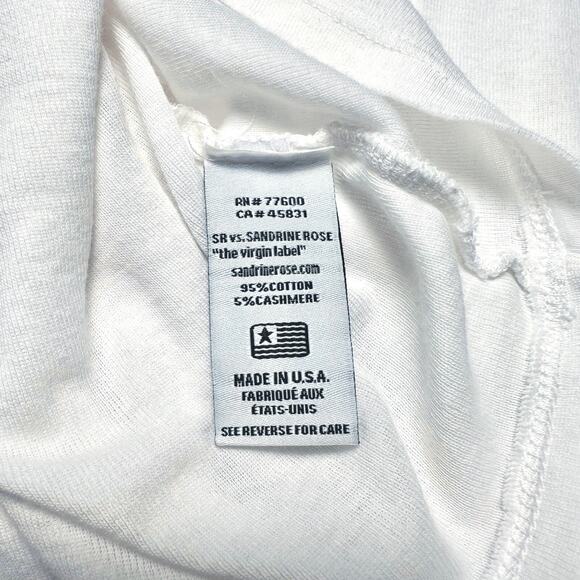 SR vs. Sandrine Rose | Women | White Cotton Cashmere Basic Essential Tee | Small - Picture 8 of 8